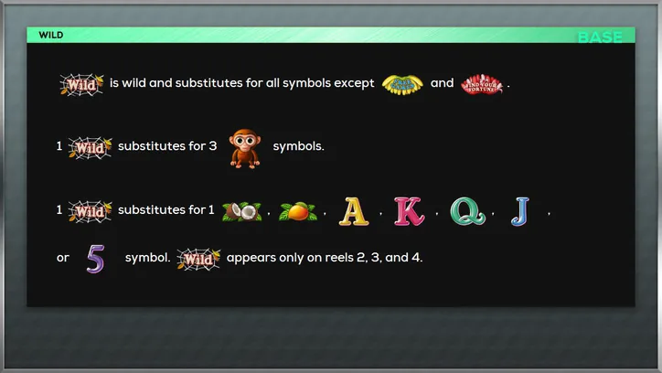 Wild symbol substitution rules in the green header theme